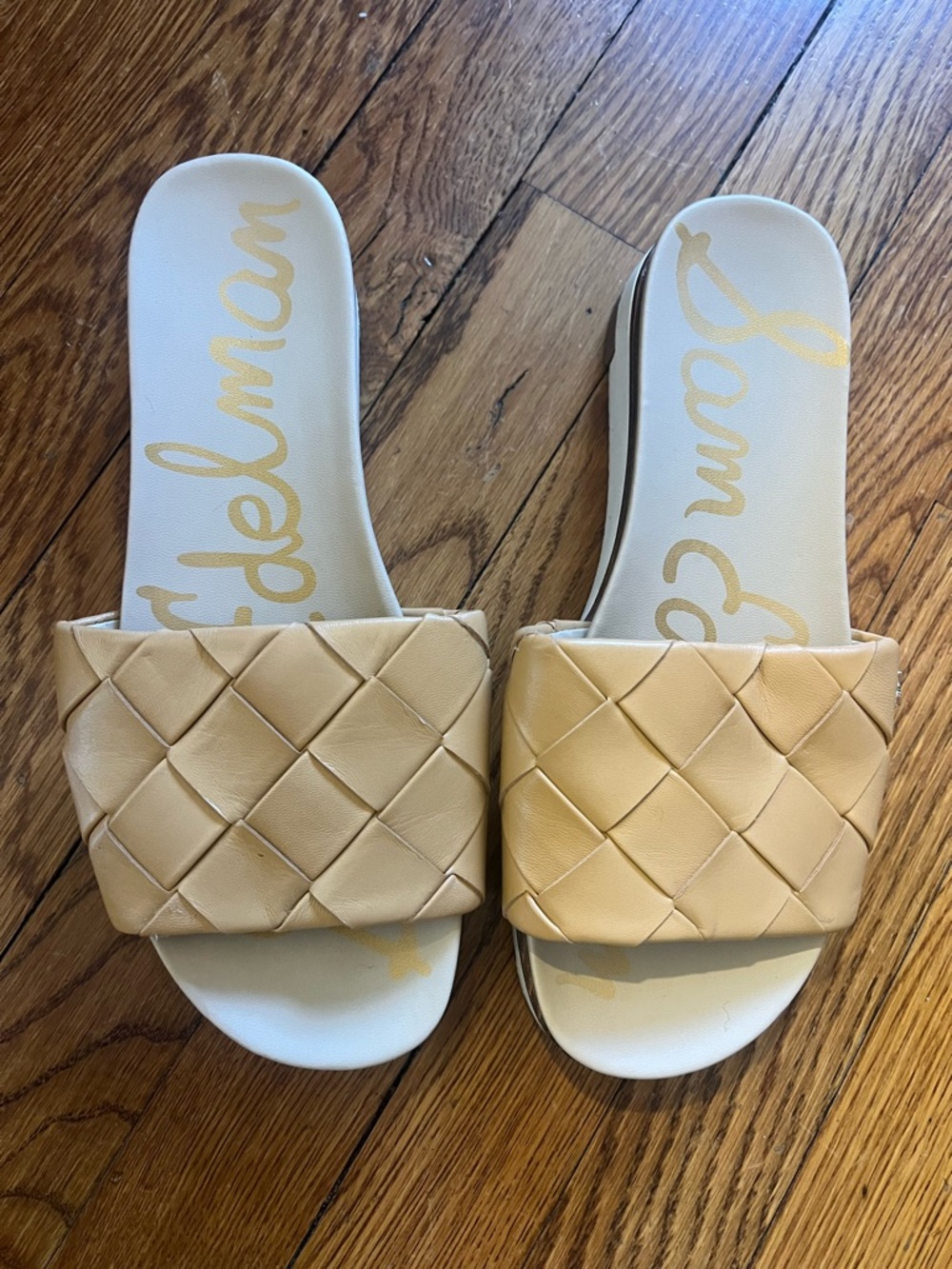 Sam Edelman Beige Woven Slide Sandals